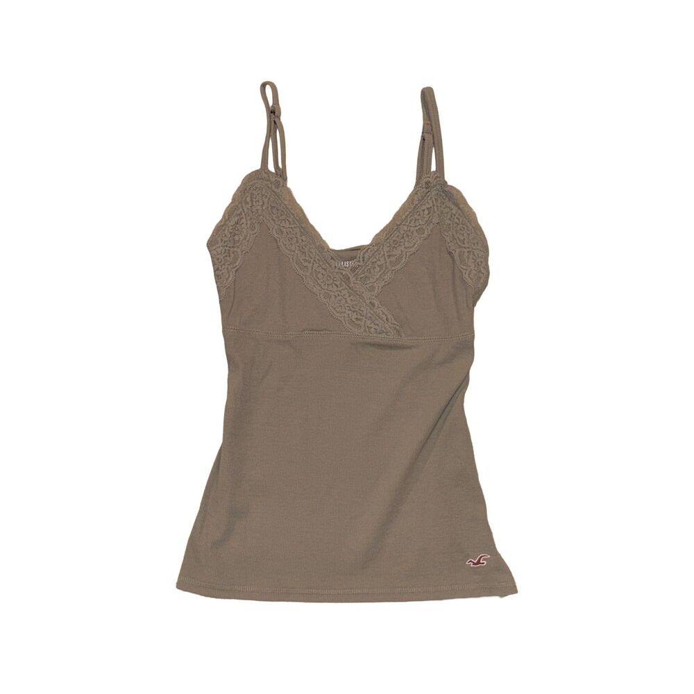hollister sage green lace trim cami
